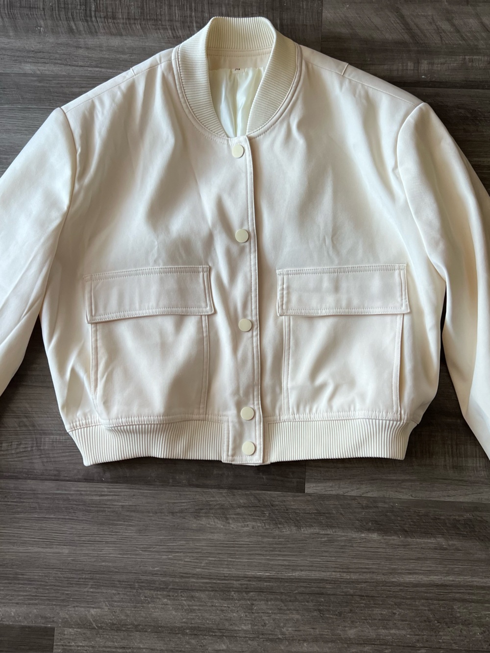 Amazon Cream/White Bomber Jacket with Front Pockets